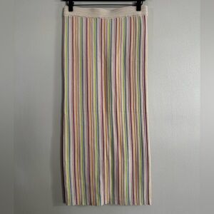 KULE Multicolor Striped Midi Skirt